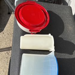 2 Tupperware Plastic Containers & 1 Regular Big Container