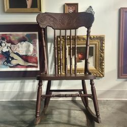 Solid Wood Antique Rocking Chair ( Petite Person Or Child)