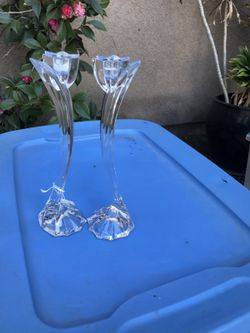 Mikasa glass candle holder -pair