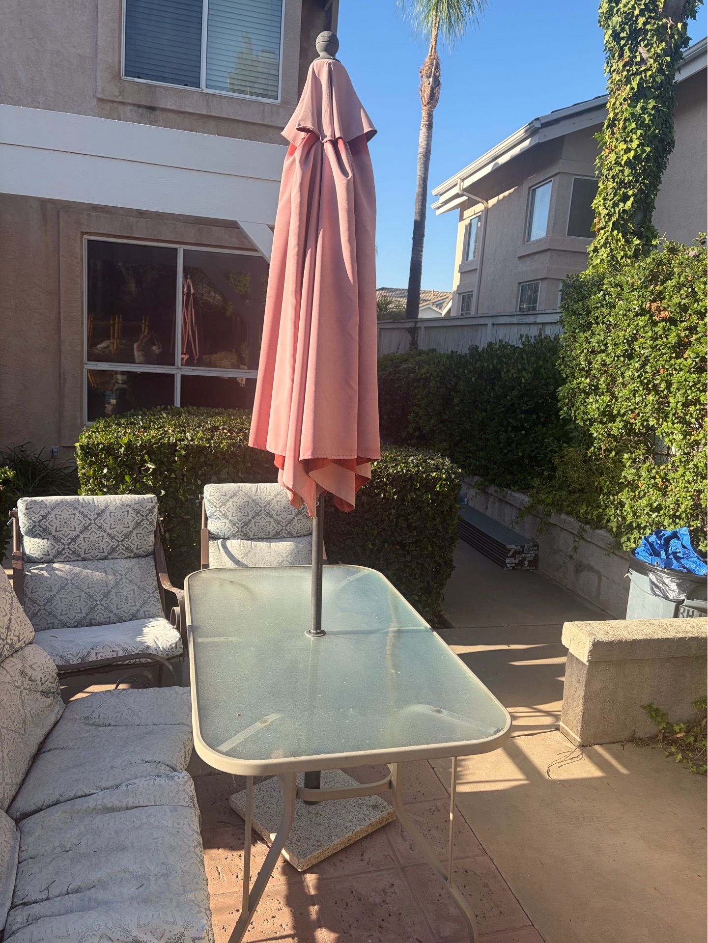 Backyard table with Umbrella