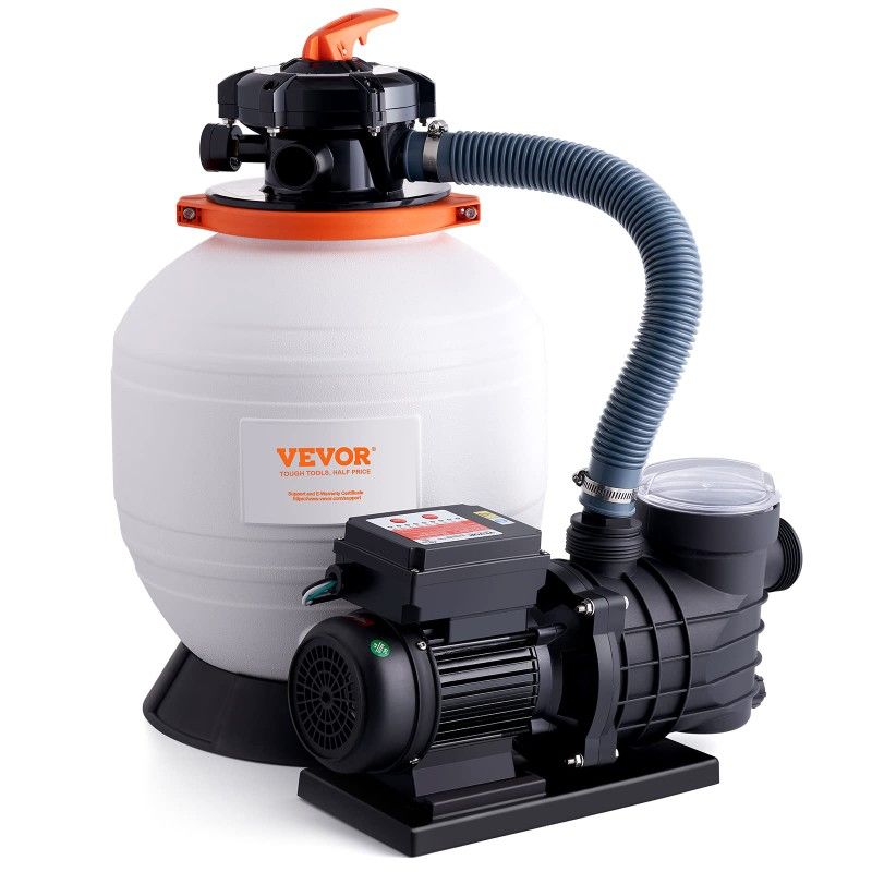 VEVOR Sand Filter Pump for Above Ground Pool, 14" Sand Filter, 3/4 HP Pool Pump w/ Automatic Timer, 3000GPH, 115V, 6 Way Valve, Sand Filter Combo Set,