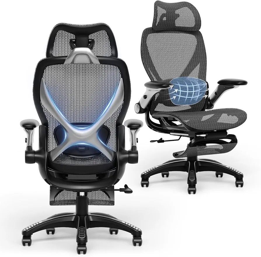 X100 Computer Desk Chair with 5-D Adjustable Armrests and Headrest,Ergonomic Office Chair with Footrest,Home Office Mesh Chair