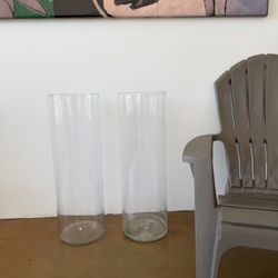 Pair Of 31 Inch Tall Glass Vase For Plant Terrariums 