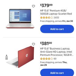 A Red 15.6 Hewlett Lap Top Computer  ( Windows 11 )