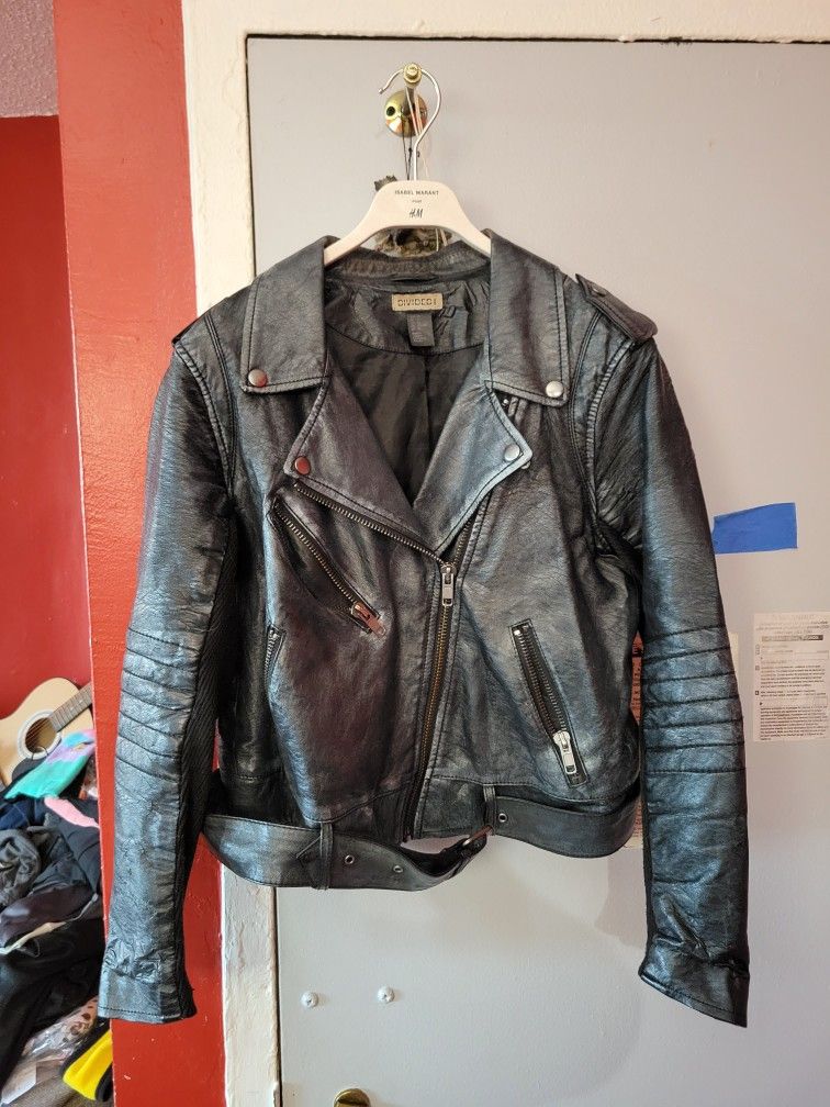H&M Divided Grey Leather Jacket Faux