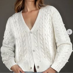 New York & Company Long Sleeve Cable Knit Sweater Large