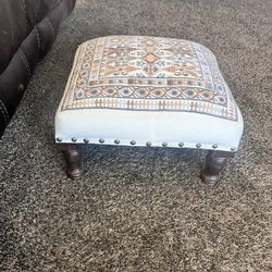 FOOT STOOL - Solid wood with embroidered theme!  12 x 12 x 10 HEIGHT - Very cute