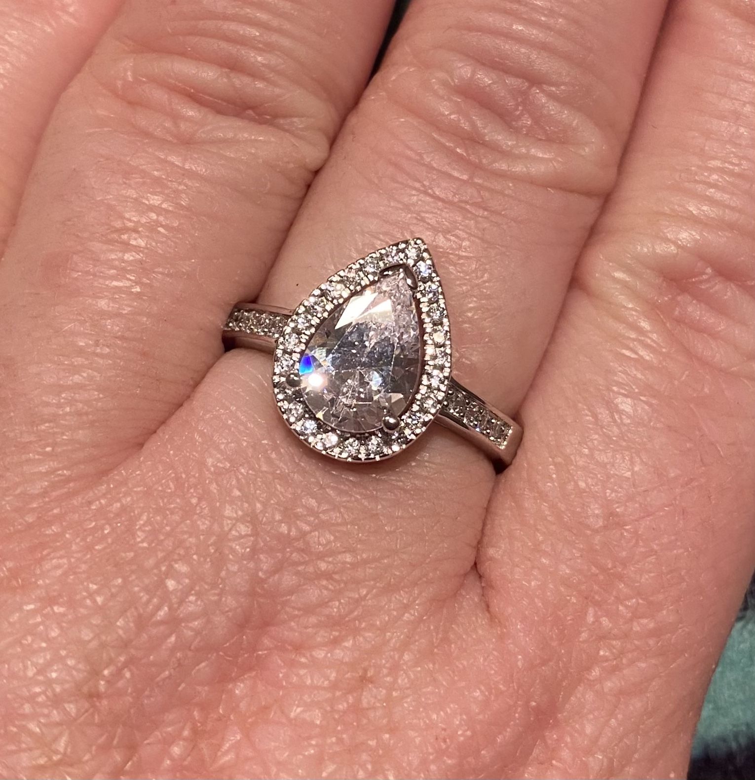 Diamond Halo Silver Ring S925 Sz 6,8,9,10