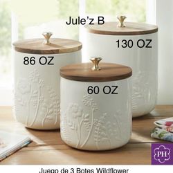 Princess House. Juego De Botes Wildflowers Nuevos En Sus Cajas 