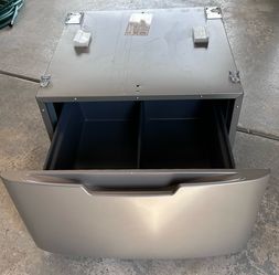 GE 16-in × 27.9-in Universal Laundry Pedestal (Nickel) with Storage Drawer