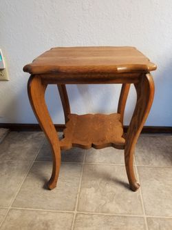 Antique Small Square Side Table - Oak