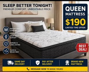 🛌 Brand New Queen Mattress $190 – Comfort + Support Deal 💯