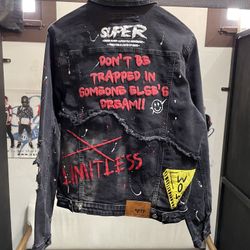 Men’s jean jacket with patch designer collection
