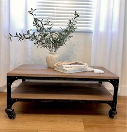 42” Wood and Metal Coffee Table