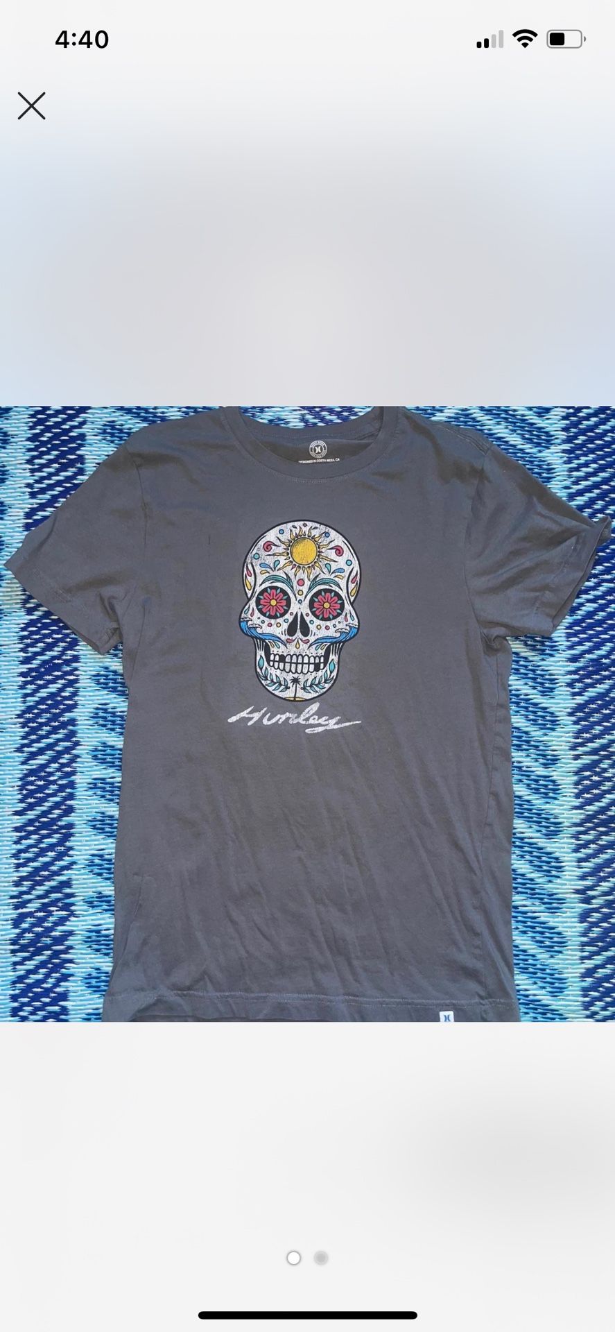 Grey Hurley Cotton Tee With Skull