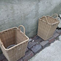 2 Matching  Plant   Wicker Deco