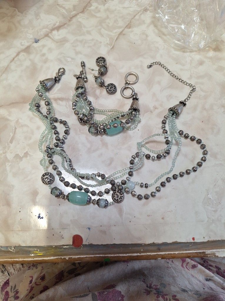 Necklace, Bracelet, and Earrings