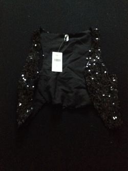 Black sequin loose vest