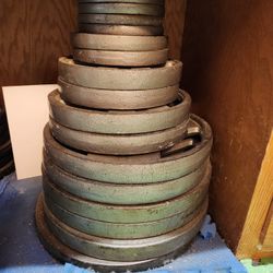 Olympic weight set with extra forty five lbs plates