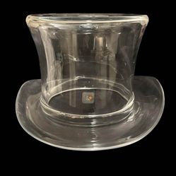 Vintage Blenko Clear Glass Hat Ice Bucket, Vase 8 Inch