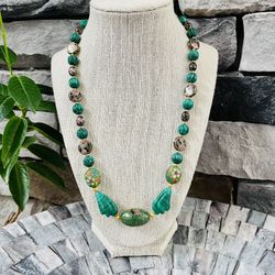 Malachite And Cloisonné Necklace 