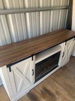 Farmhouse TV Stand with Electric Fireplace