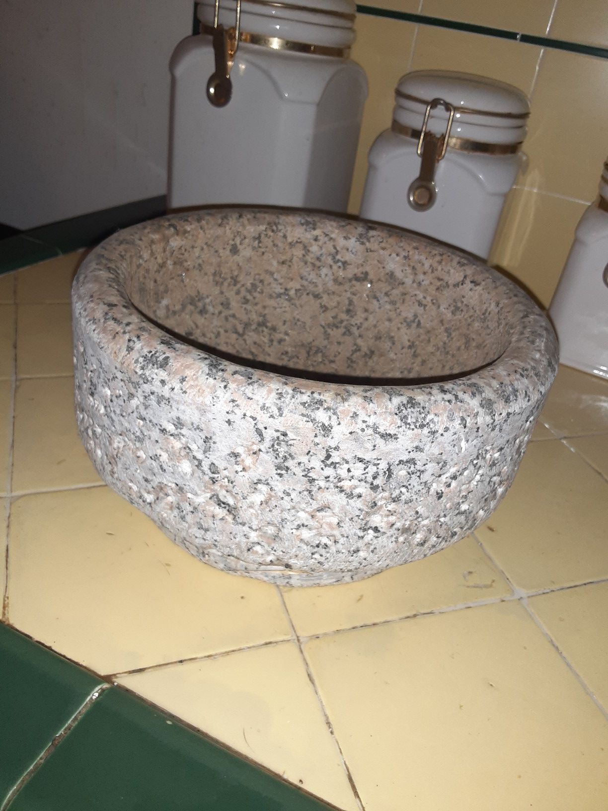 Old granite mixing bowl