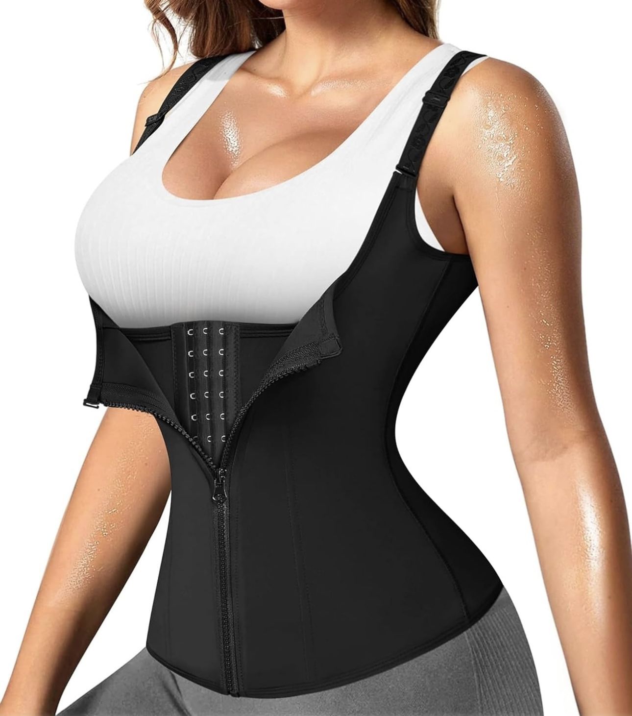 Nebility Waist Trainer for Women Corset Shapewear with Zipper Women's Waist Cincher Tank Top with Adjustable Straps