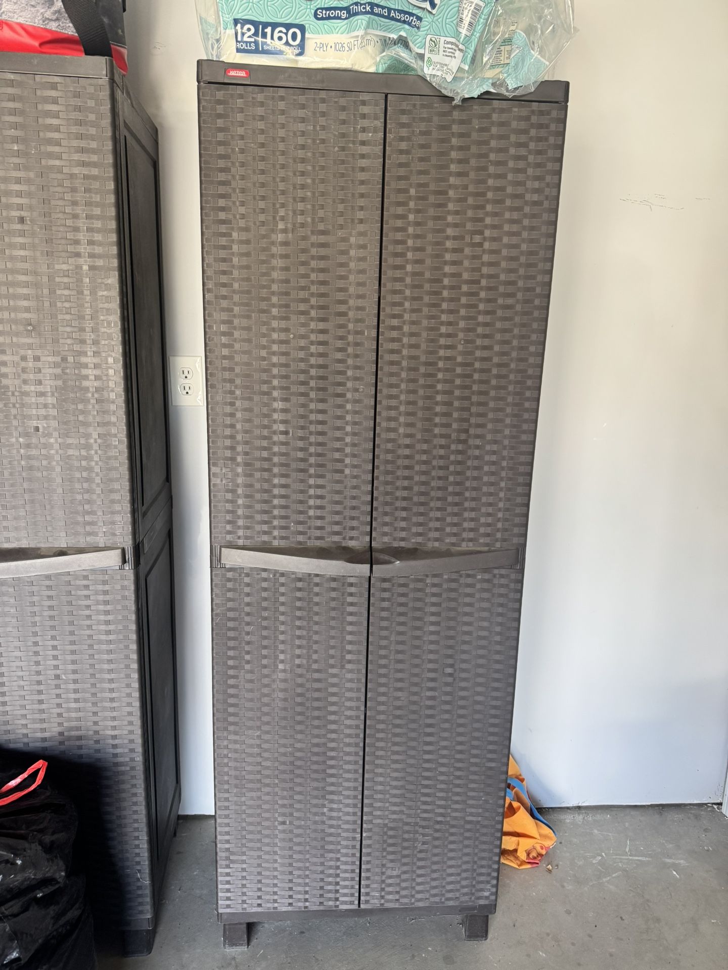 2 Dark Brown Storage Cabinets