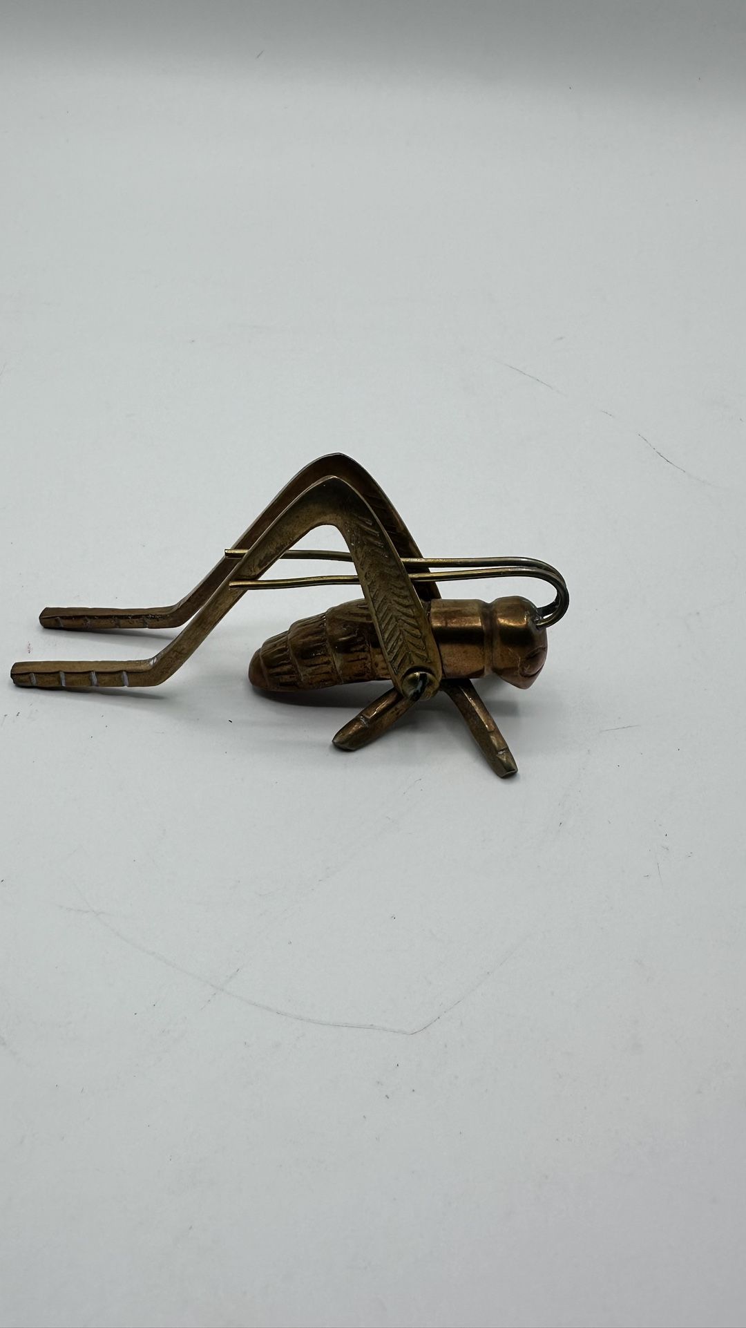 Vintage Estate Solid Brass Grasshopper or Cricket Paperweight Insect Figurine