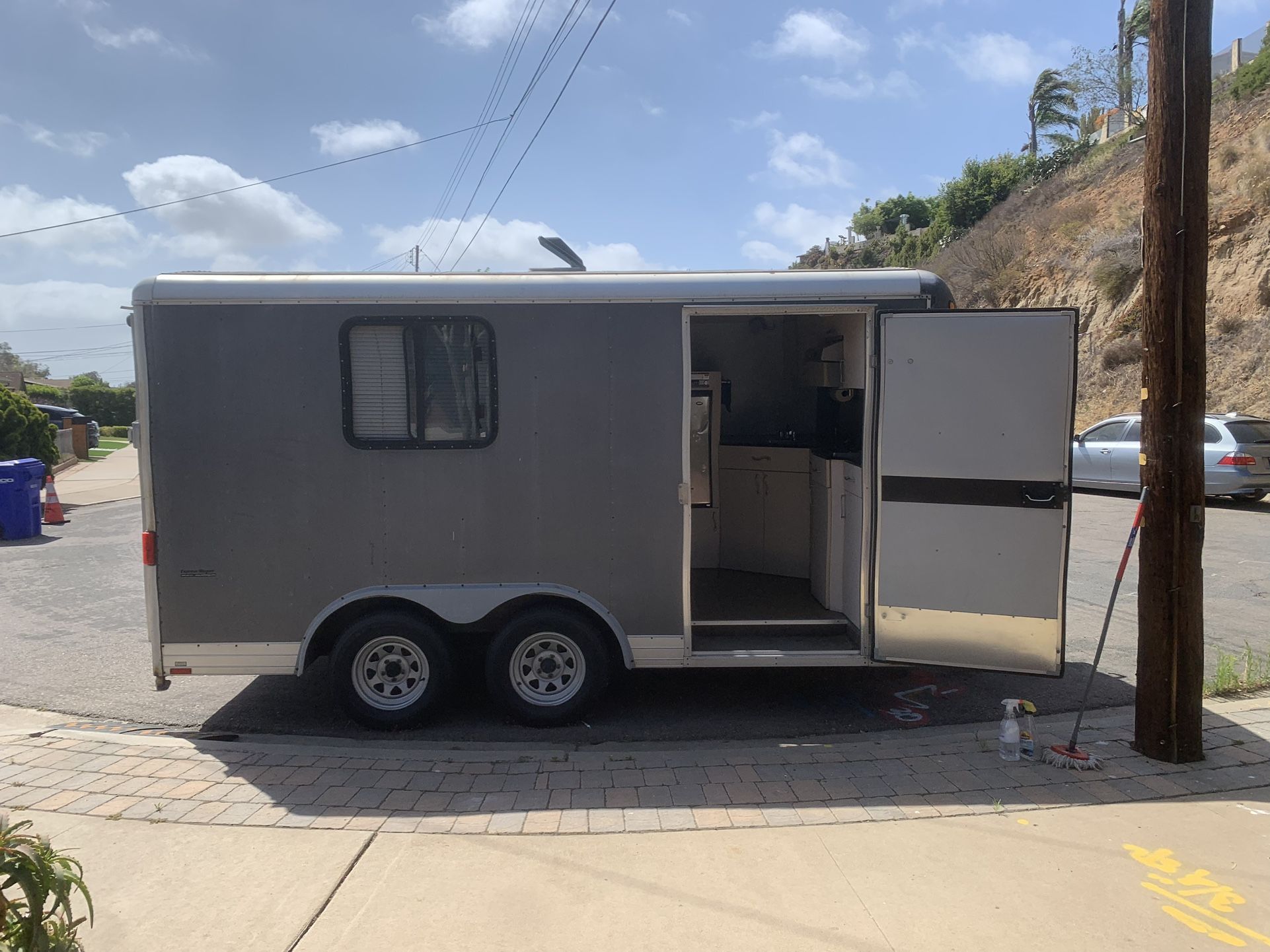 Spacious Converted Enclosed Trailer RV With Kitchen Table Bed