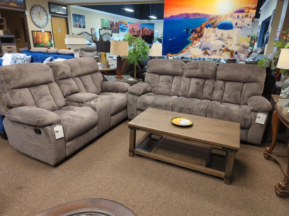 Brand New Soft Reclining Sofa Loveseat Set