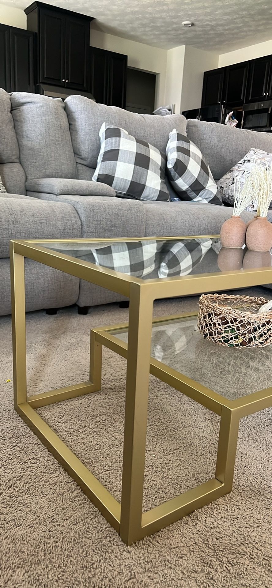 Glass Gold Coffee Table