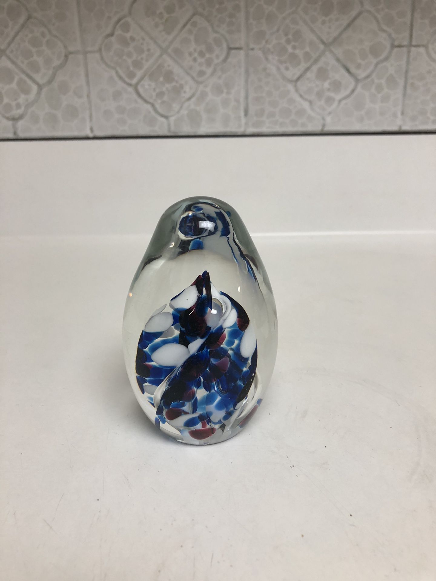 Glass Egg Shaped Paperweight