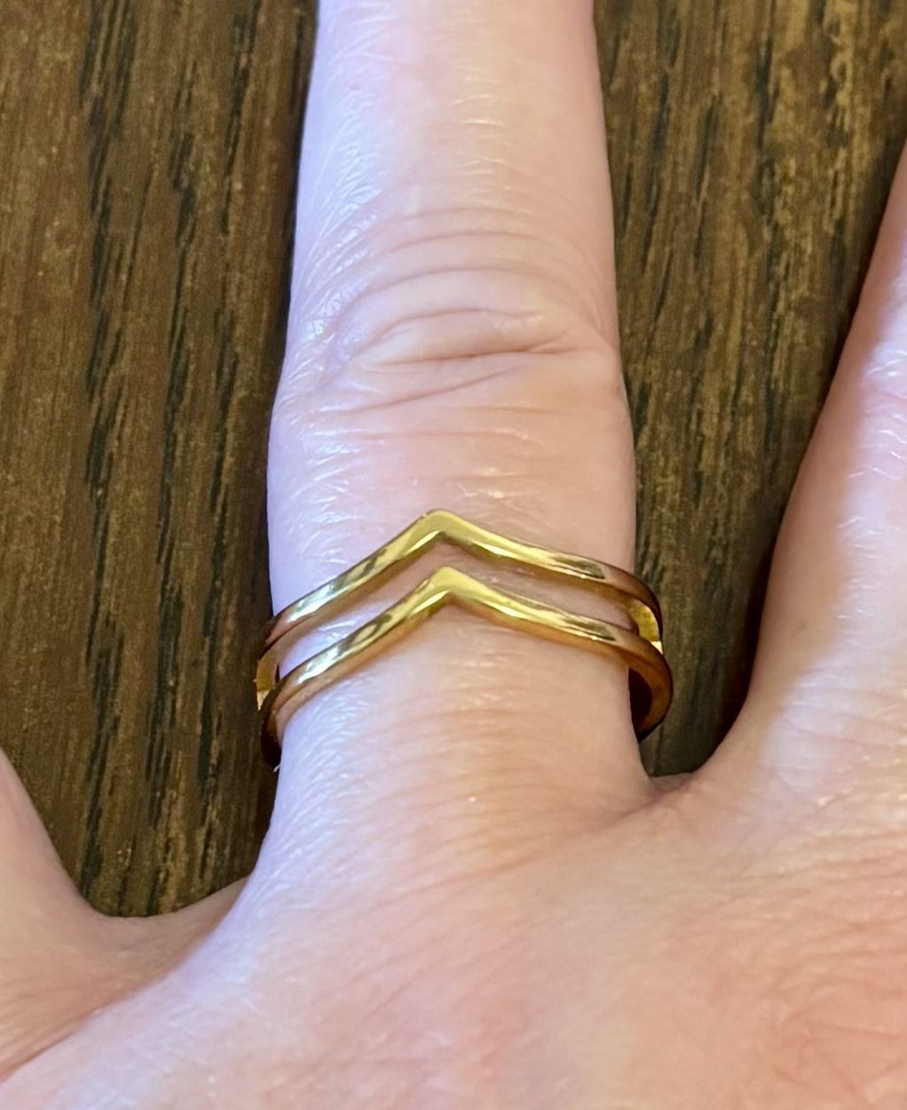 Gold Stainless Steel Double Chevron Style Promise Statement Anniversary Wedding Band Ring Size 9.5