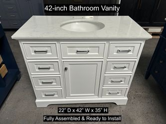 42" Bathroom Vanity with Engineered Marble Countertop & Solid Wood & Plywood Cabinet  # 3540