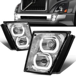 Volvo VN VNL 300 / 400 / 430 / 630 / 740 / 760 860 Chrome Housing Projector LED DRL Fog Lights fod 2004 to 2018