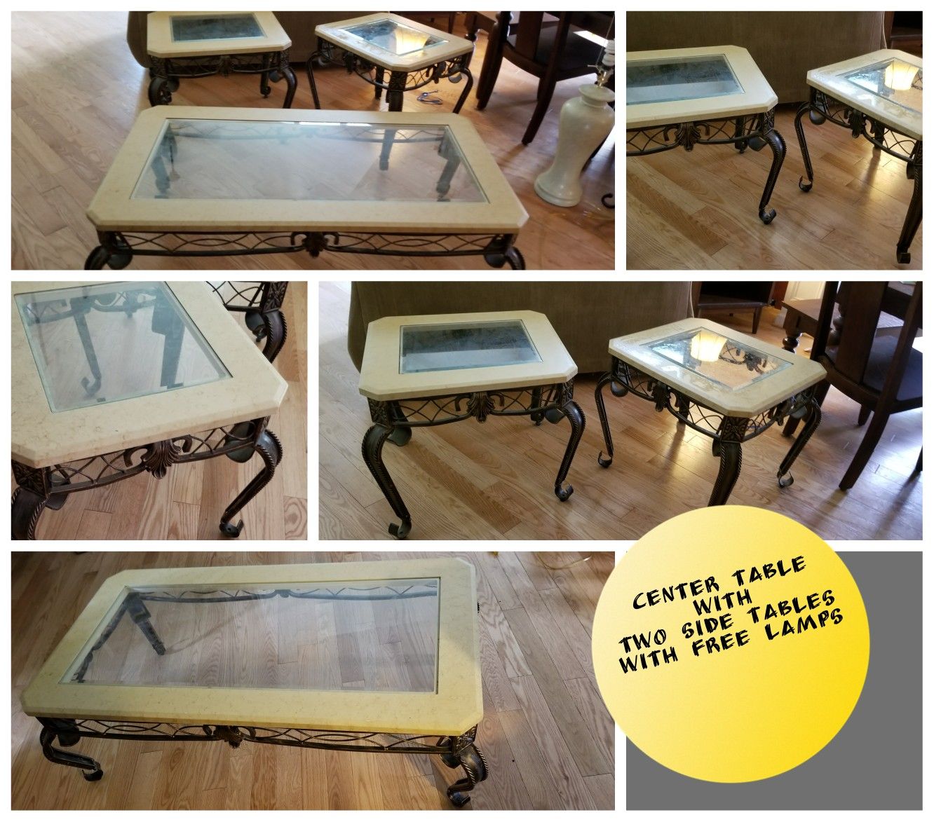 Three table set center and two side tables