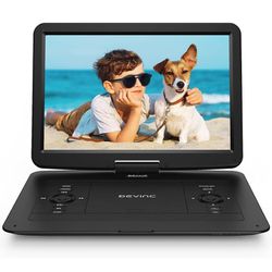 17.9" Portable DVD Player with 15.6" HD Swivel Screen, Support Multiple DVD CD Formats/USB/SD Card/Sync TV, 6 Hours Rechargeable Battery, Car Charger,