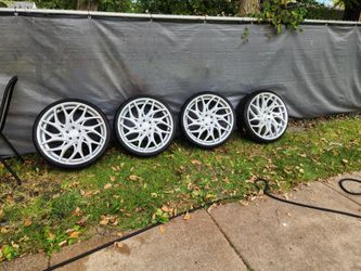 22inch Rims..Set of 4 White Mesh Spoke Wheels with Tires