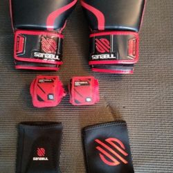 Boxing Gloves, Wraps, Padded Ankle Sleeves 