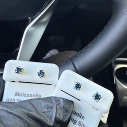 5mm Blue Moissanite Earrings 