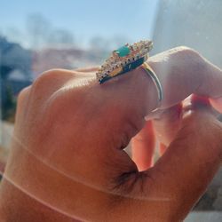 Emerald 18kt Gold Plated Over Sterling Silver Ring Size 8