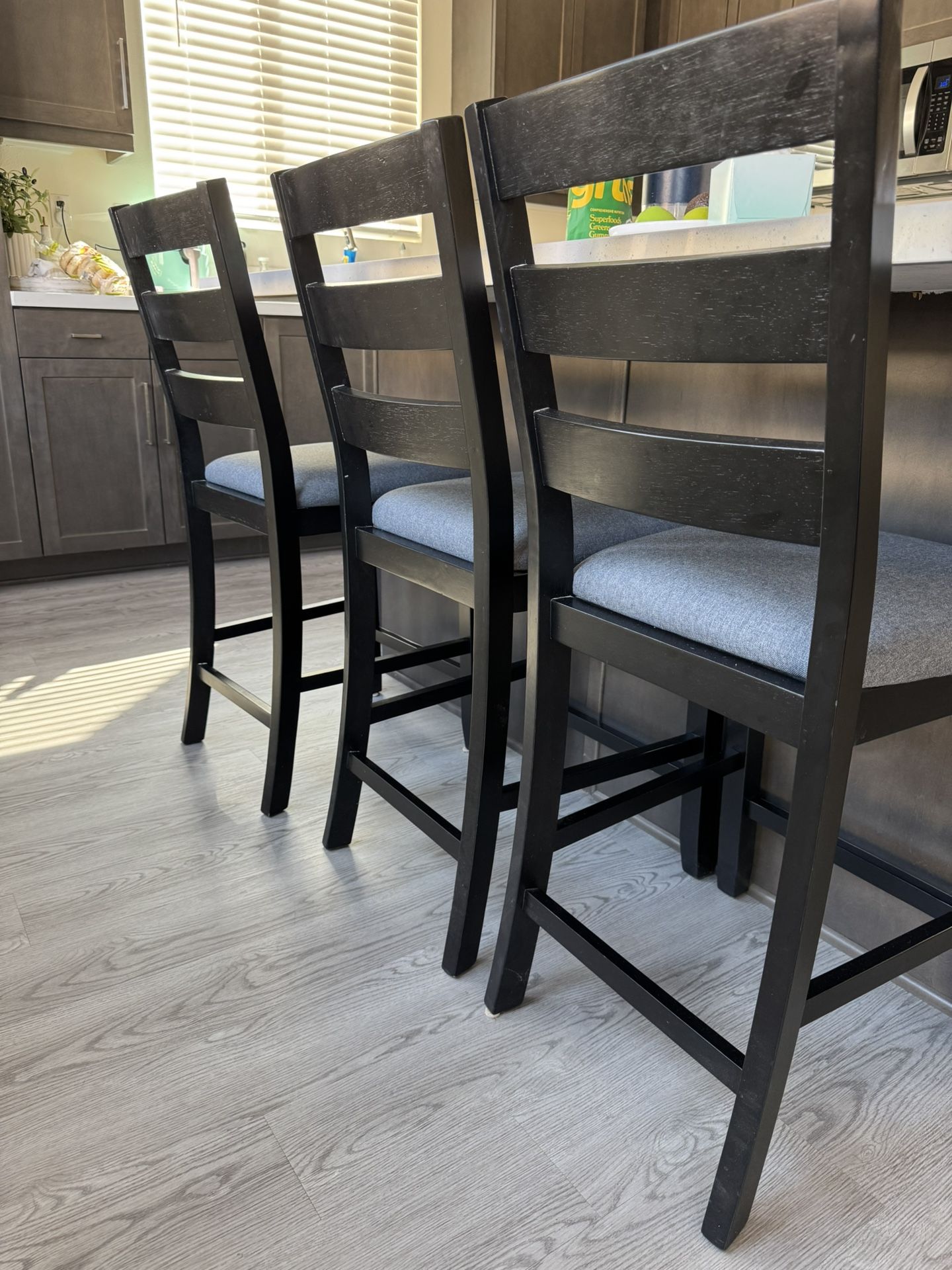 Set of 3 black bar stools