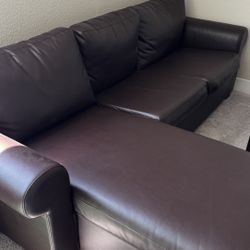 IKEA Leather Sofa With Chaise