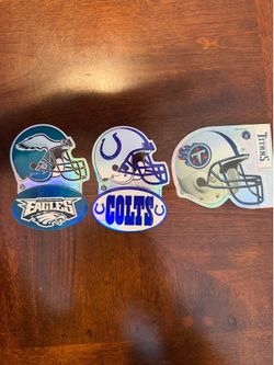 Lot of 3 Vintage 1(contact info removed) NFL Holographic Team Helmet Stickers (Eagles, Colts, Titans)