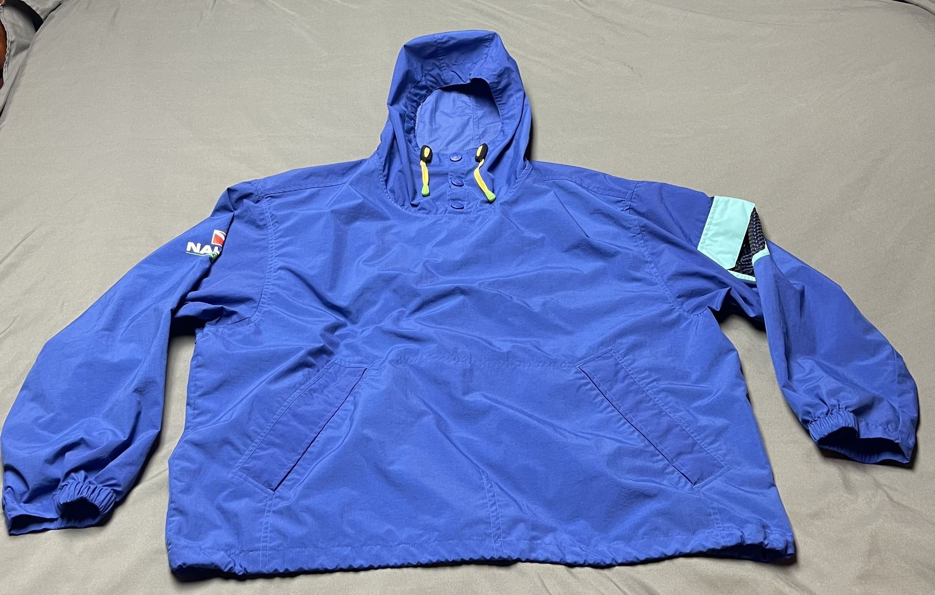 Men’s Vintage Nautica Scuba Blue Windbreaker Jacket 1/4 Zip Nylon - Size Large