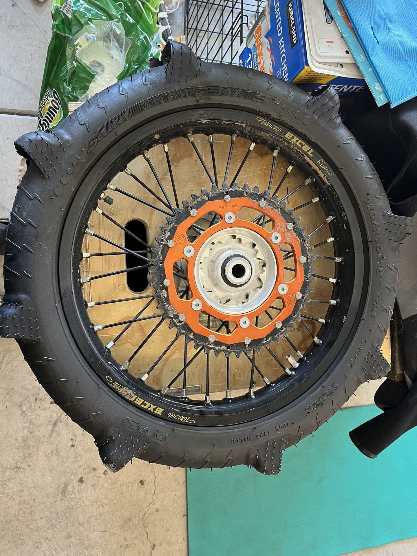 Rear Wheel + Paddle Tire (Used On KTM 500)