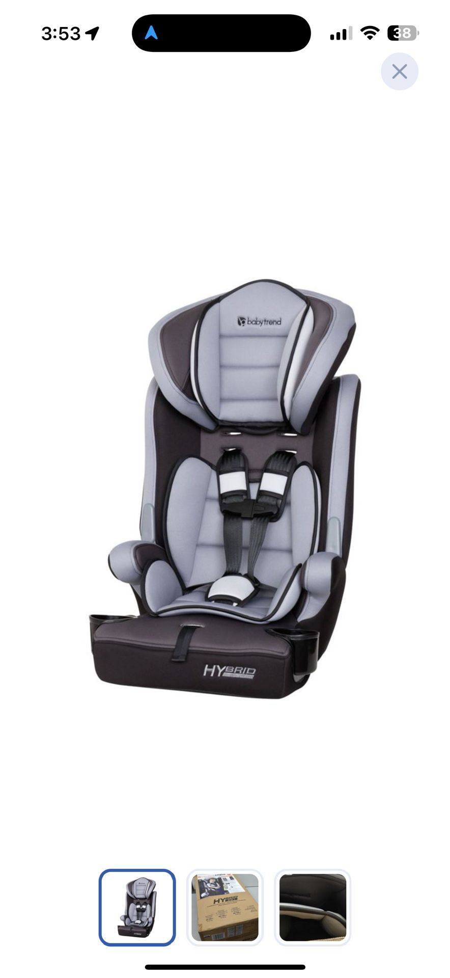 New! babytrend hybrid 3-in- combination booster seat diesel grey