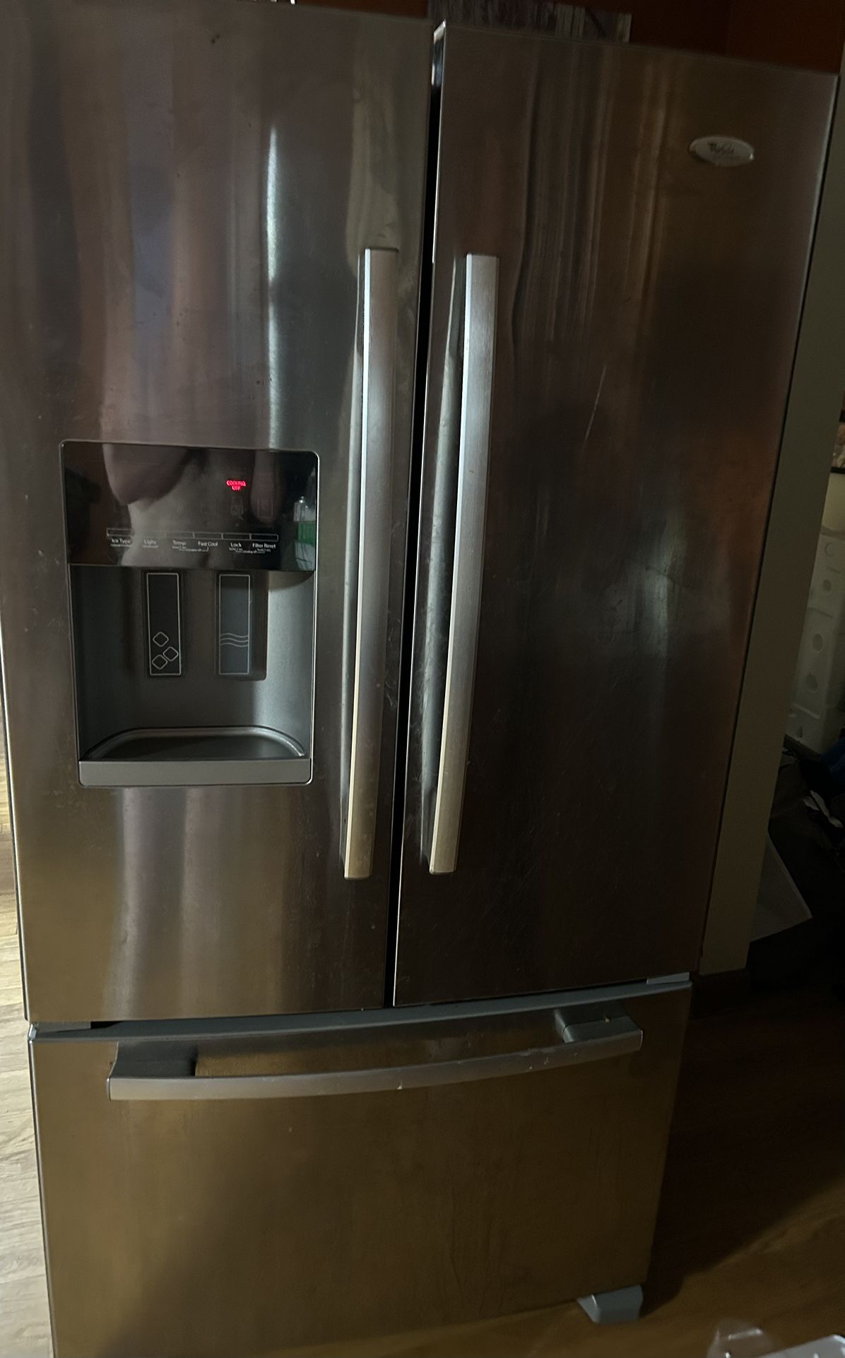 Whirlpool Gold Resource Saver GI6FDRXXY 25.5 cu. ft. French Door Refrigerator with 4 SpillGuard Glass Shelves, Accu-Chill Temp. Management, Adaptive